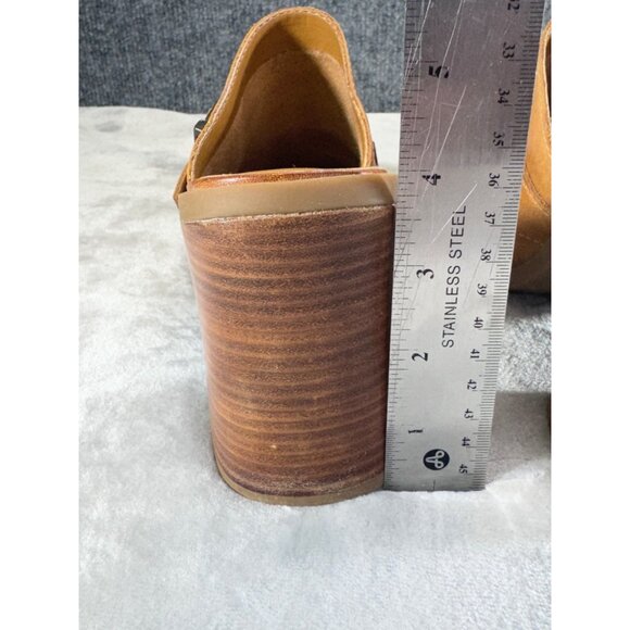 Mia womens shoes 8.5M Y2K Brown leather chunky mules heels 4" - Picture 5 of 16